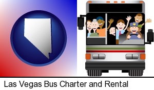 a bus driver and passengers on a chartered bus in Las Vegas, NV