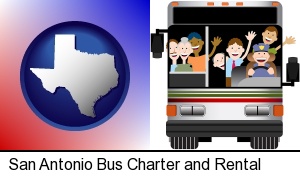 a bus driver and passengers on a chartered bus in San Antonio, TX